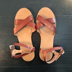 JCrew Leather Cross Strap Sandal